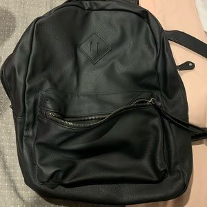 AEO Black Leather Medium Backpack